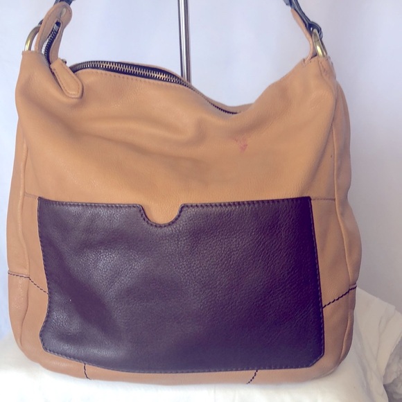 orYANY Adele brown  color block pebbled large leather shoulder handbag. - Picture 2 of 15